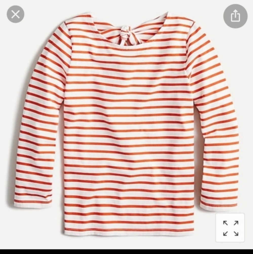 J. Crew White and Orange Striped Long-Sleeve Top